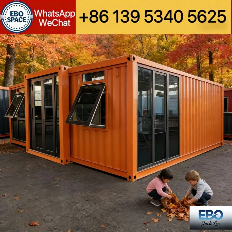 EBO Expandable Container House, Foldable Prefabricated House, Portable Modular House with Bathroom and Kitchen, Multipurpose