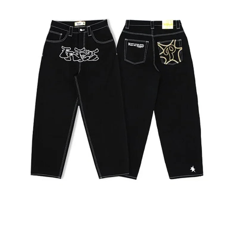 American Retro Horror Blood Hand Halloween Jeans Men's and Women's Y2K New Popular Harajuku Hip-Hop Gothic Loose Street Clothes