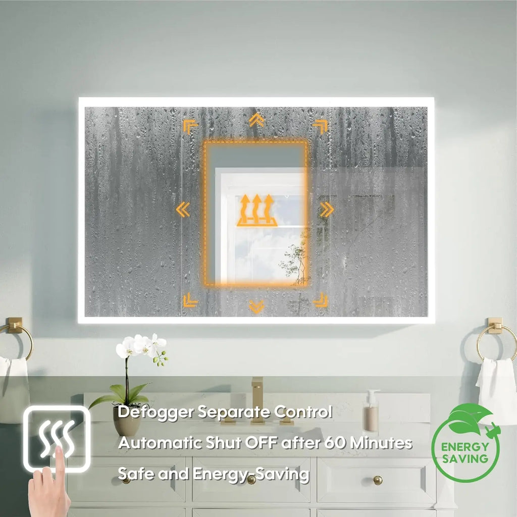 48" X 30" LED Medicine Cabinet with Mirror, 3X Magnifiying Mirror Cabinet, Defogging/Dimmable Bathroom Mirrored, Customized