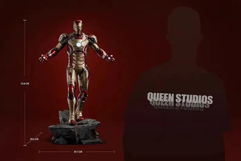 New Product In Stock 1/4 Brand New  Iron Man Mk42 Statue In Red And Gold Color Scheme Super Cool With Luminous Effect