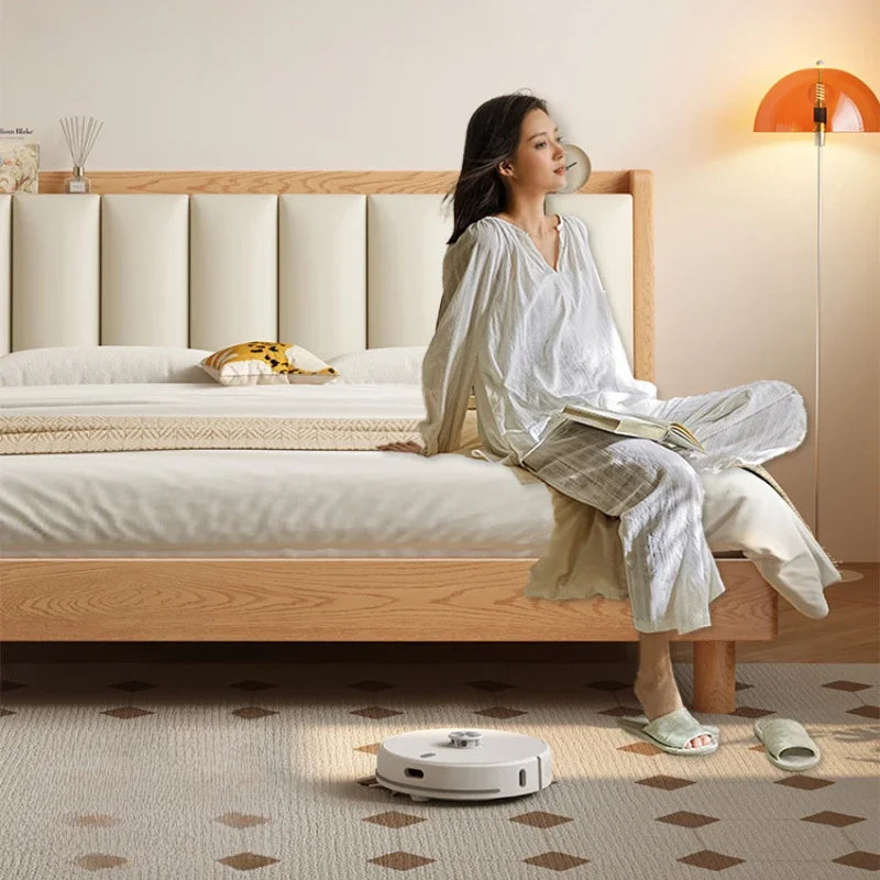 Elegant Headboard Bed Frame Double Wood Simple King Queen Bed Frame Nightstands Modern Cama Moderno Lujo Bedroom Furniture