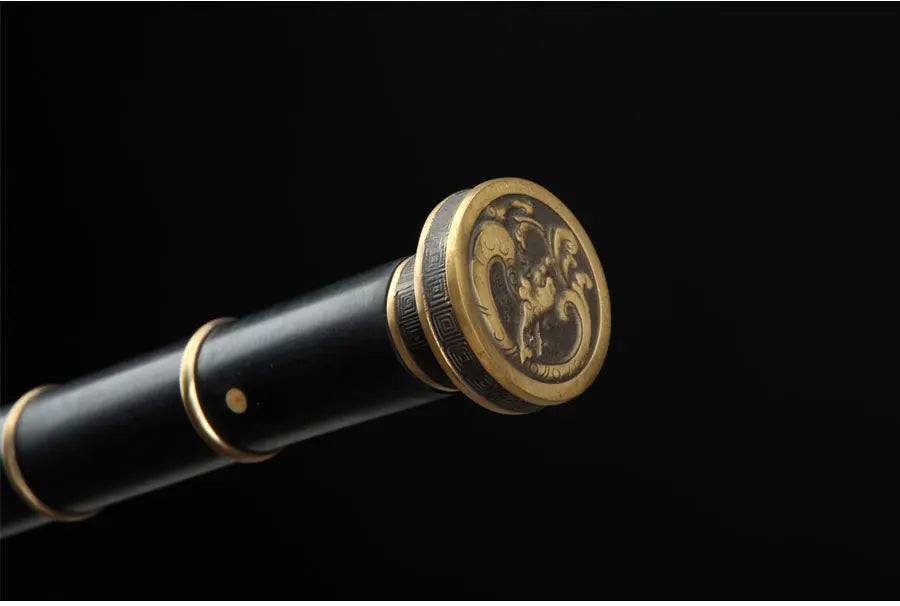 Chinese Kongfu Ruyi Jian Sword Folded Damascus Steel Blade Real Full Tang Sharp Ready Battle Metal Handle Taichi Swords Katanas