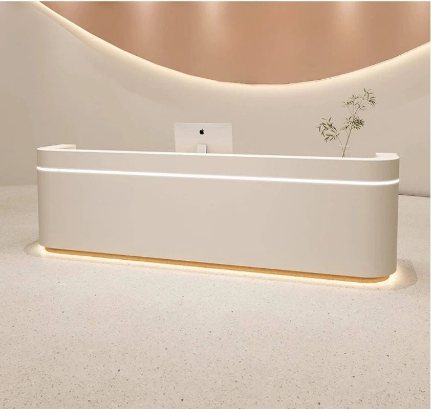 Nordic Cream Style Reception Desk Simple Company Beauty Salon Cashier Counter Training Institution Hospital Office Furniture FYR