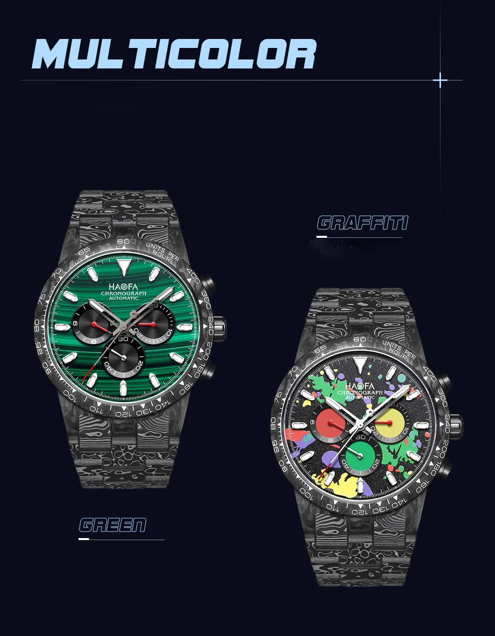 Haofa Watch for Men Full Carbon Fiber Chronograph Automatic Mechanical Watch Sapphire Waterproof Wristwatch Multifunction 2366-1