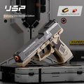 USP Shell Throwing Pistol Continuous Firing Airsoft Blowback Soft Bullet Gun Empty Hanging Children Toy Boys Gifts