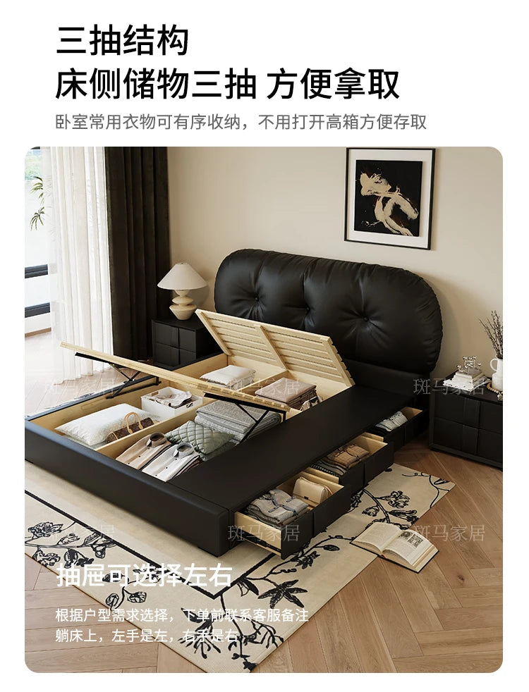 Tall Headboard Double Bed Frame Modern European Style Full Queen Size Bed Frame Bedroom Nightstands Cama De Casal Home Furniture