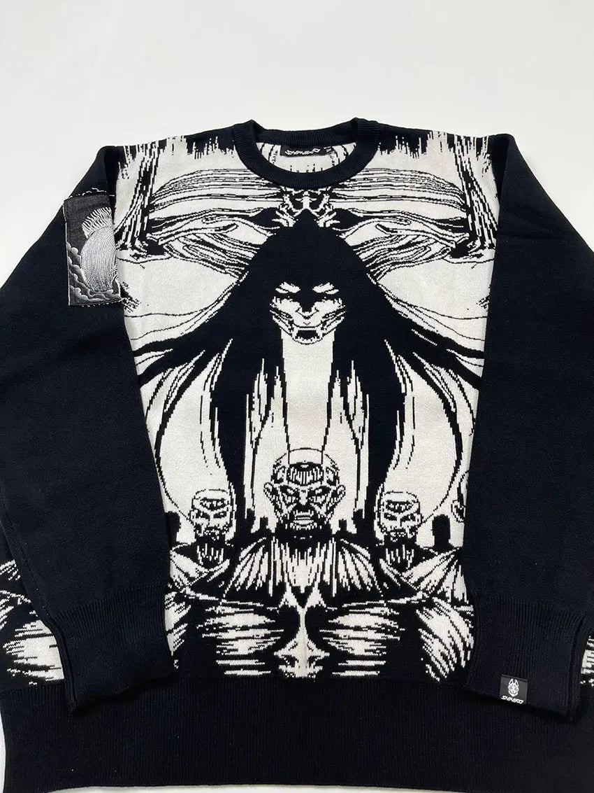 Heavyweight Anime Character Y2K Style Oversized Knitted Sweater Couple Loose Autumn Winter Overhead Knitted Pullover
