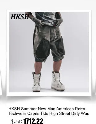 HKSH Summer New Men Dark Tide Youthful Original Design High Street Fashion Punk Pocket Hooded Chic Tie-Dye Loose Vest Ins HK5741