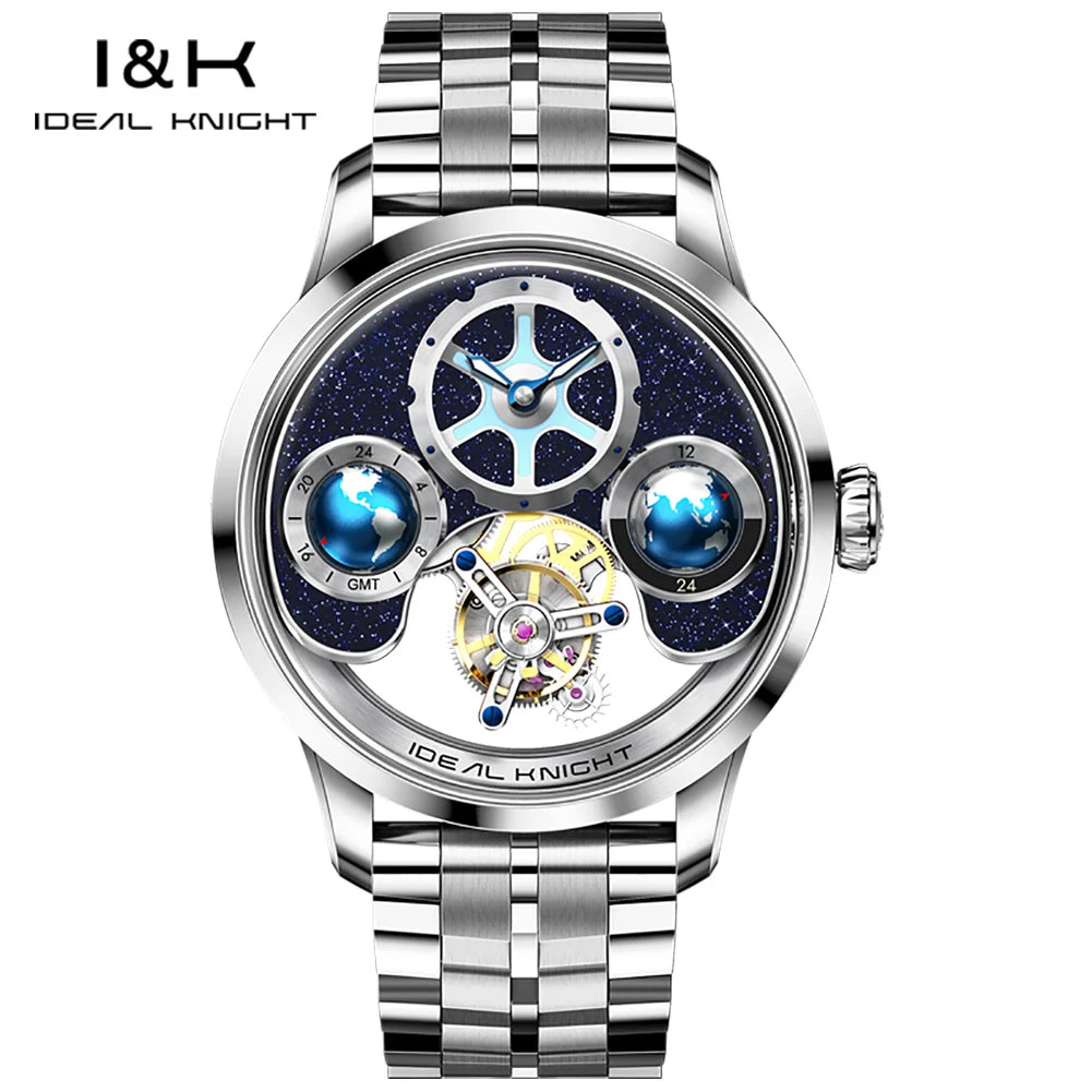 IDEAL KNIGHT Tourbillon Automatic Mechanical Watch for Men Skeleton Flywheel Top Man Watch High-end Luxury Men's Wristwatch 6805