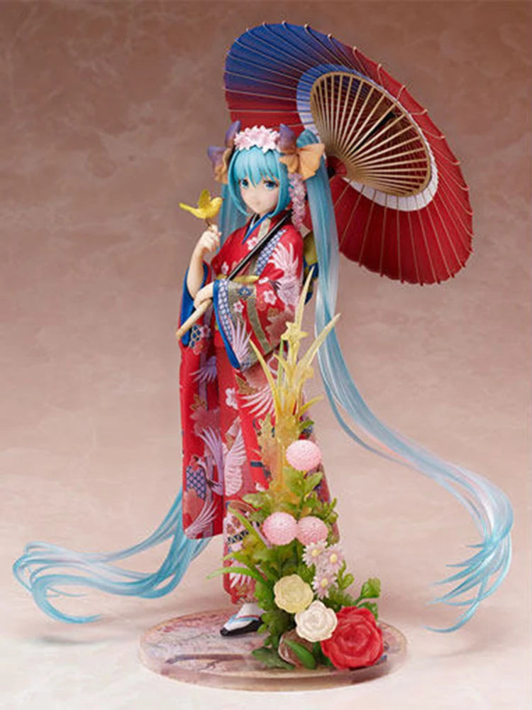 Stronger Hatsune Miku Authentic Japanese Floral Pattern Kimono Figure With Traditional Umbrella Anime Collectible For Otaku Fans