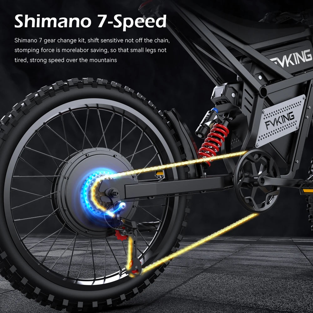 FVKING E6-UItra 25 Inch Off-Road Electric Bicycle 60V 30AH 3000W Motor Peak Power 6000W Top Speed 80KM/H Adult E-Bike