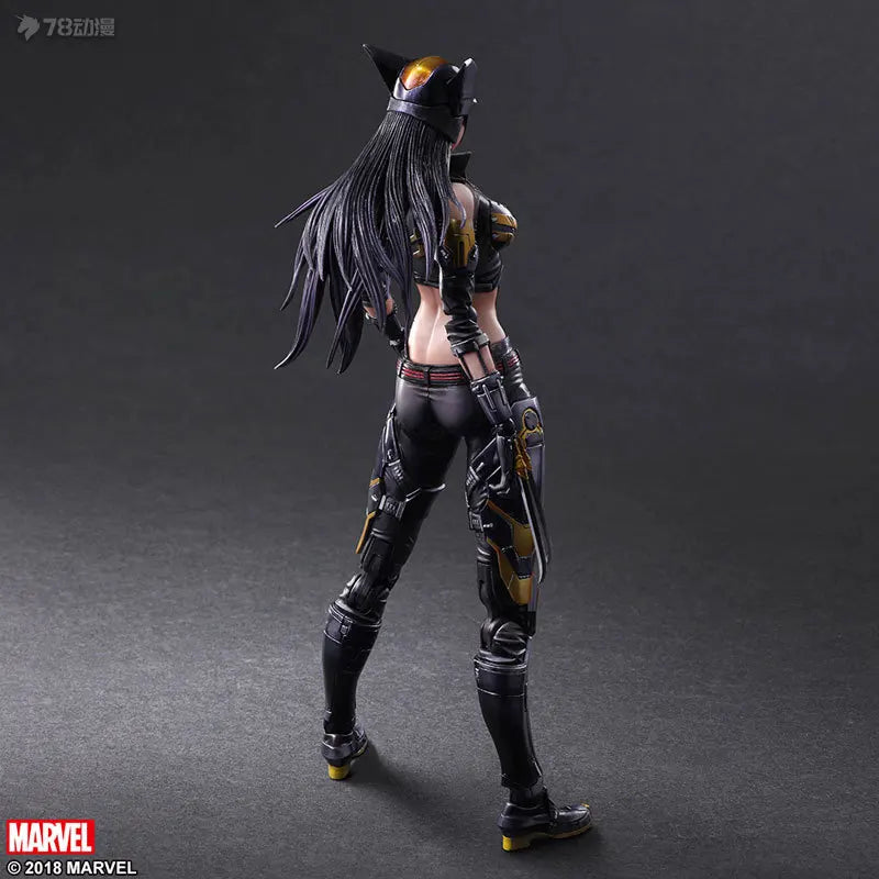 SQEX Original PlayArts Changes Series Marvel Comics Female Wolverine Anime Action Figure Model Toy Model Ornaments Gifts for Boy
