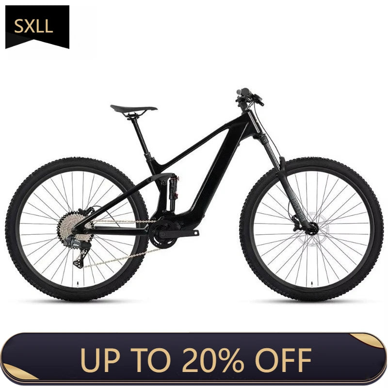 SXLL Electric Mountain Bike EM19 Soft Tail Off-Road Double Shock Absorber Center Motor M820 High Modulus Carbon Fiber Frame 720W