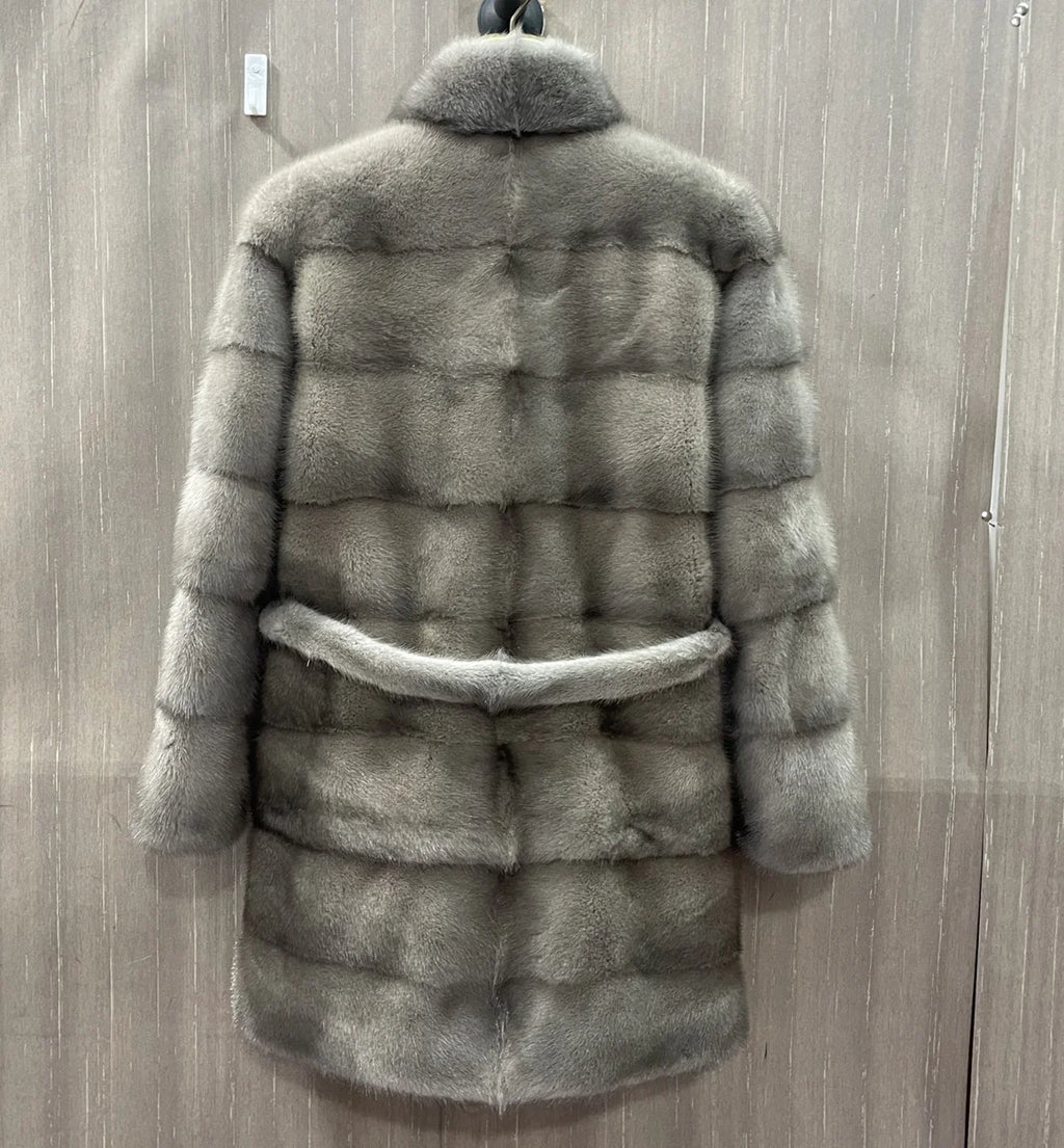 Women's natural mink fur jacket with detachable bottom sleeves, three in one long luxury jacket