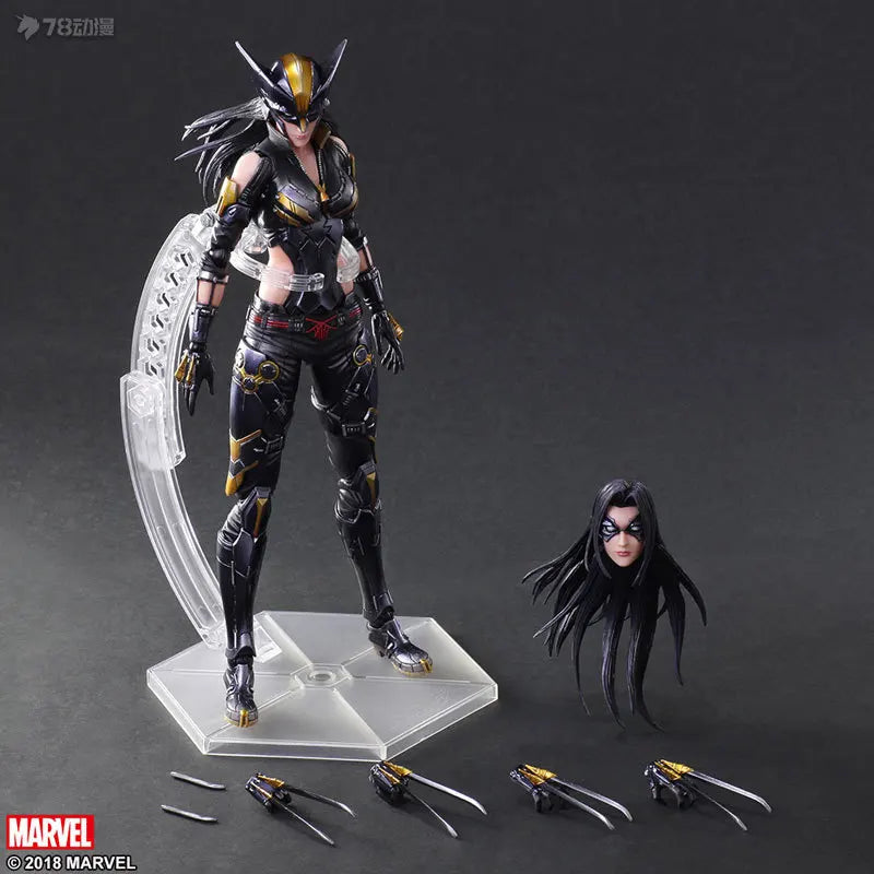 SQEX Original PlayArts Changes Series Marvel Comics Female Wolverine Anime Action Figure Model Toy Model Ornaments Gifts for Boy