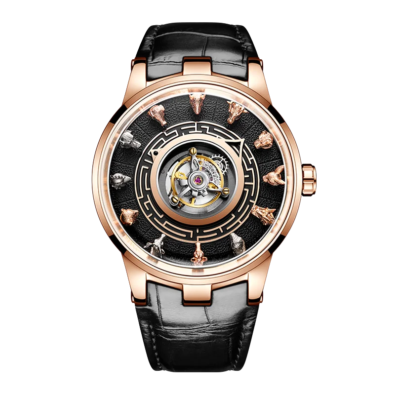 Haofa Center Tourbillon Watch 3D Chinese zodiac Animal Sculpture Manual Tourbillon Sapphire Waterproof Limited Watches Men 2000
