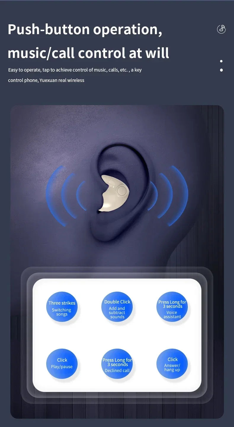 Lenovo Invisible Sleep Wireless Earphone TWS Bluetooth 5.3 Headphones Hidden Earbuds Waterproof Noise Reduction Sports Headset