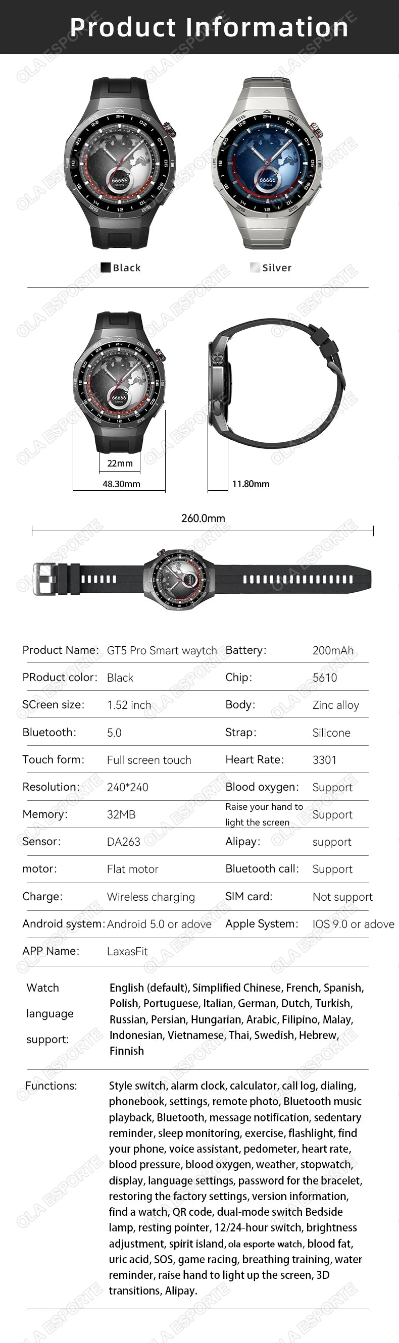 2026 New Watch 5 Pro GPS Track Smart Watch Men 360*360 AMOLED Screen NFC BT Call Waterproof Health Monitor Man Smartwatches IOS