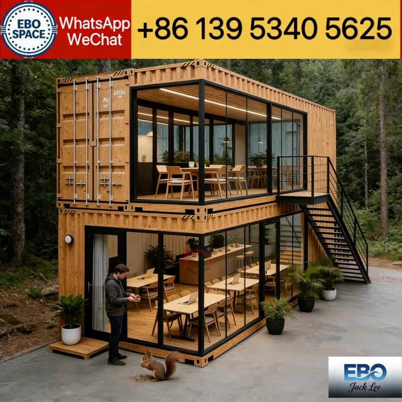 Double-Wing Folding Expandable Home, Multi-Size Modular Container House, Suitable for Shops, Cafes, Offices, and Homes