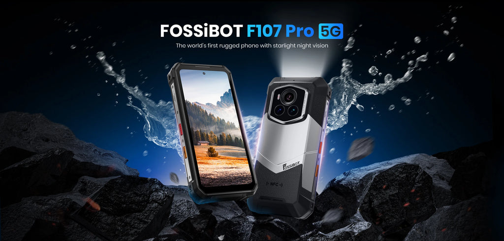 FOSSiBOT F107PRO Rugged Smartphone Infrared Night Vision 28000mAh 66W, 5G mobile phone with 50M Flashlight 12GB+512GB Android 15