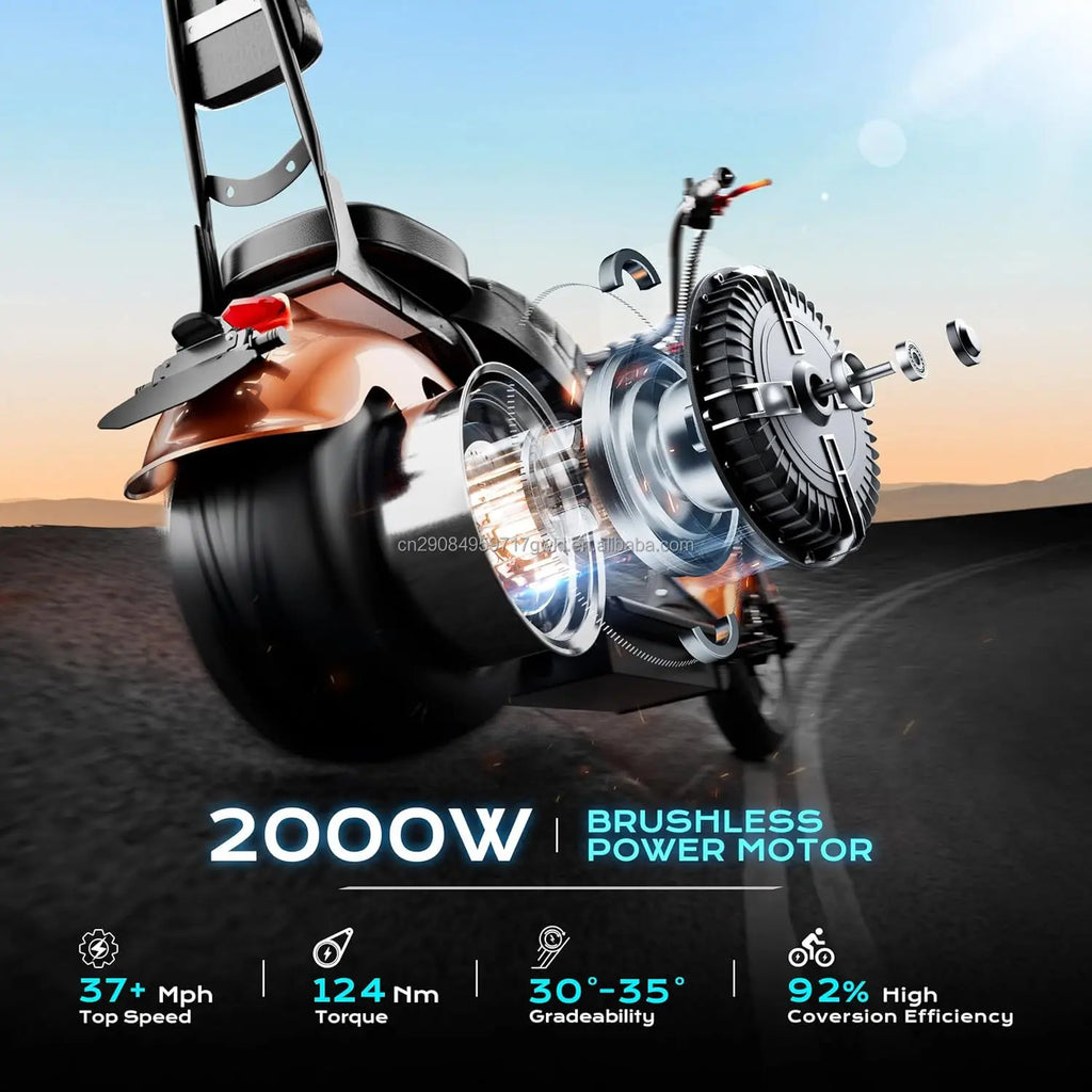 Custom 2000W 2 Seaters Electric Motorcycle Chopper Street Mopeds Motor Bike 60V 12-45Ah Long Range