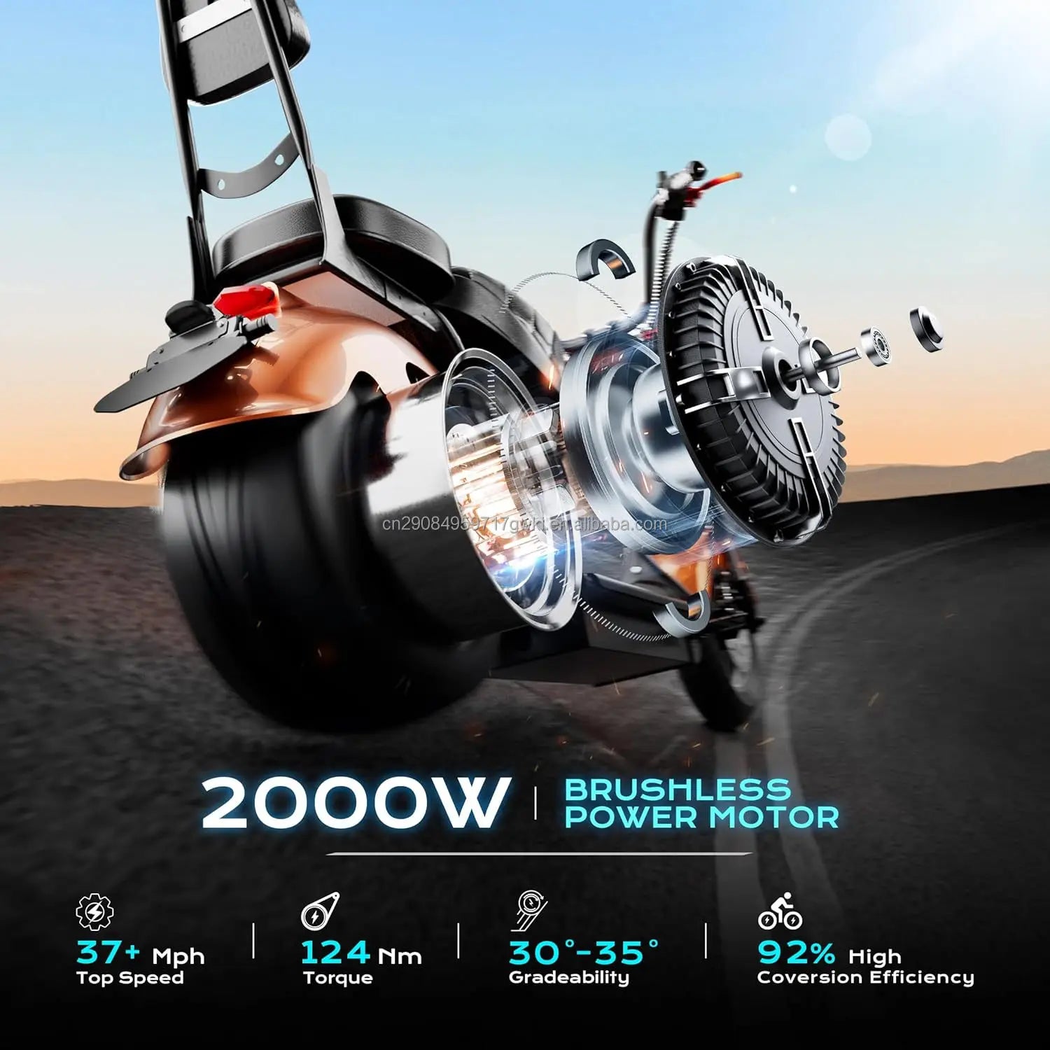 Custom 2000W 2 Seaters Electric Motorcycle Chopper Street Mopeds Motor Bike 60V 12-45Ah Long Range