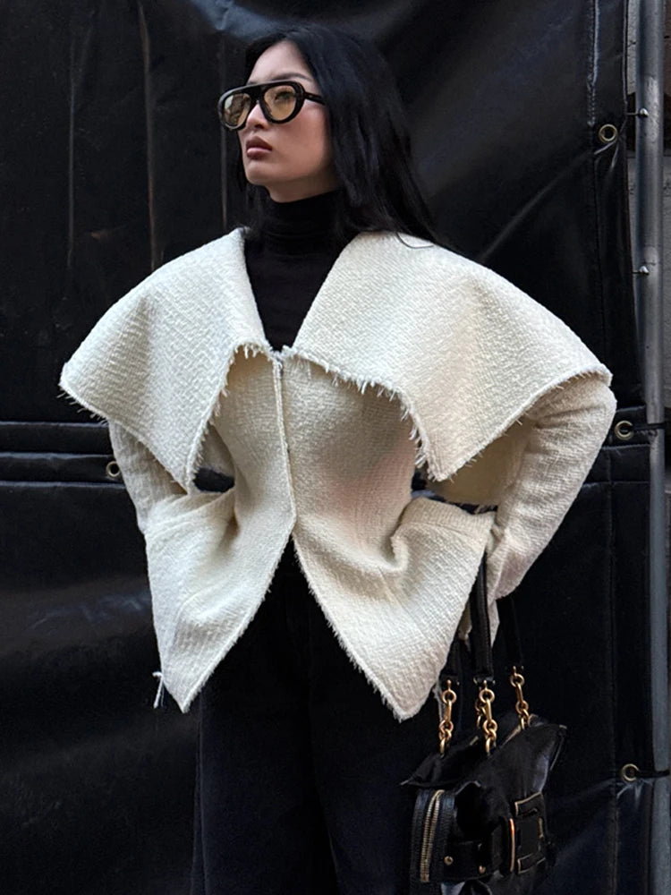 Fashion Large Turn-down Women's Cardigan Solid Single Breasted Back Split Knit Coat Female 2026 Spring Autumn New In Outerwear