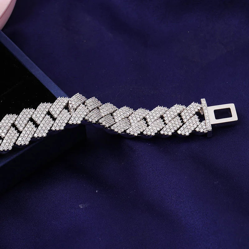 Provence Classic Cuban Chain for Men Silver DEF/VS Lab Diamonds Simple Hip Hop Bracelet Streetwear Bangles jewelry Custom