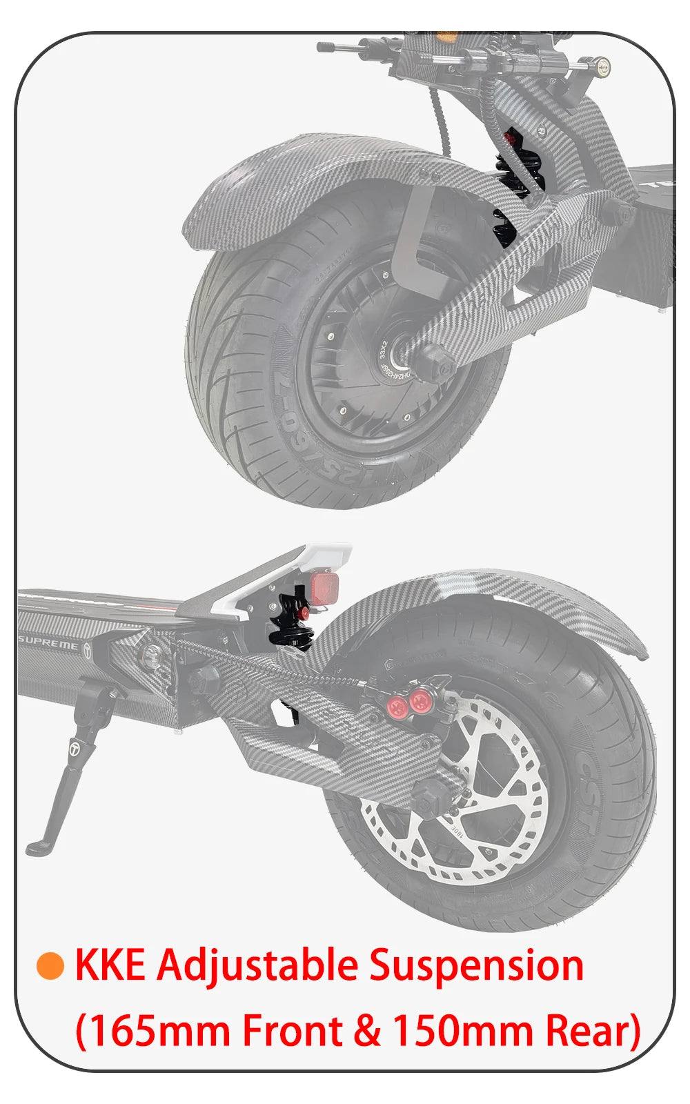 TEVERUN Fighter Supreme+ 7260R V4 2500W*2 Dual Motor 72V 60Ah Battery 4inch Display 4Pistons Brake 13inch Tire Scooter