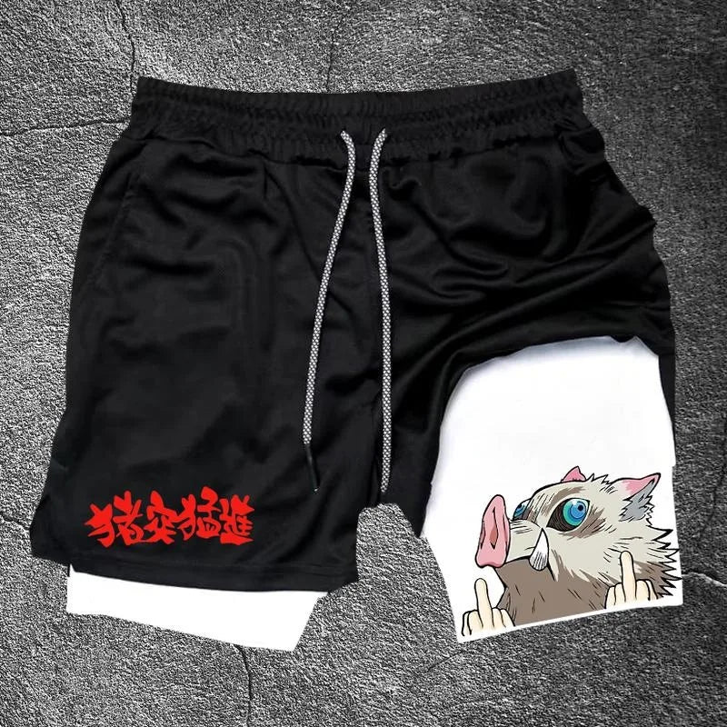 Demon Slayer Print Shorts Men's Fashion Cross-Border Ghost Slayer Patterned Summer Quick-Dry Breathable Shorts