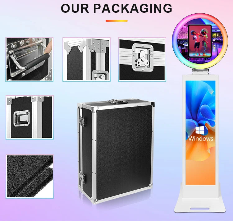 Magic Mirror LCD Photo Booth Machine with LED Ring Light Photobooth Machine for iPad 9.7-13inch for Party iPad Photobooth Lcd