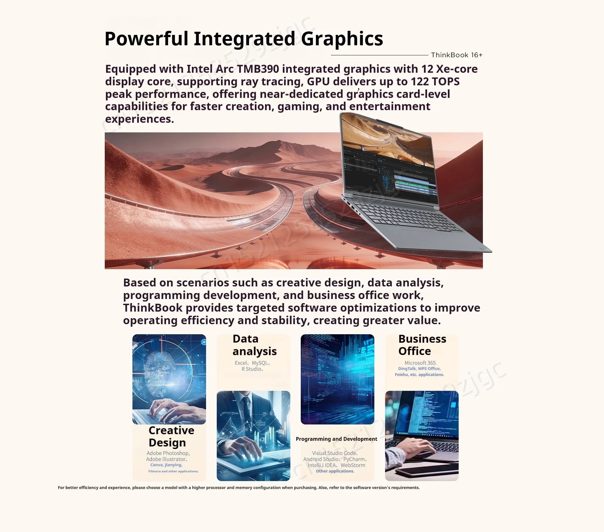 Lenovo ThinkBook 16+ Laptop 2026 Intel Ultra X7 358H Win 11Pro 32GB 1TB SSD Intel Arc B390 3.2K IPS Screen 165Hz Notebook PC