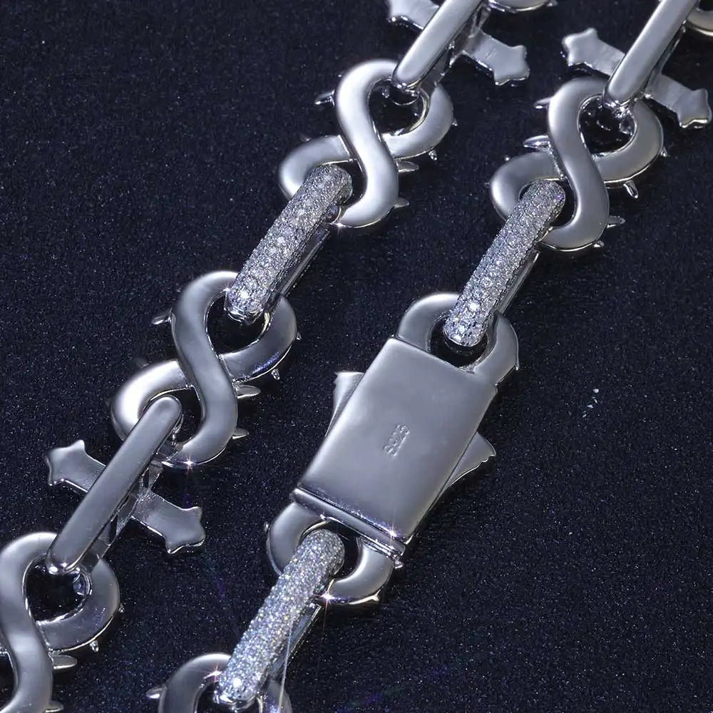 Wholesale Fine Jewelry Cross Moissanite Necklace 925 Sterling Silver Vvs Diamond Iced Out Moissanite Chain Men