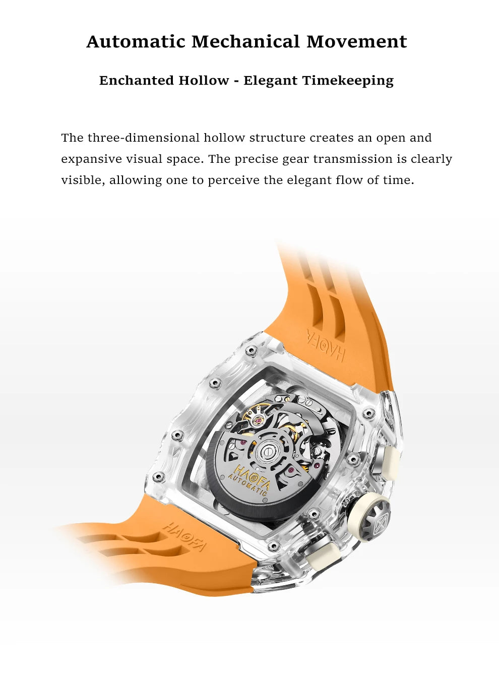 Haofa Luxury Synthetic Crystal Case men watches Automatic Mechanical Chronograph Vintage man watches Fashion 2368