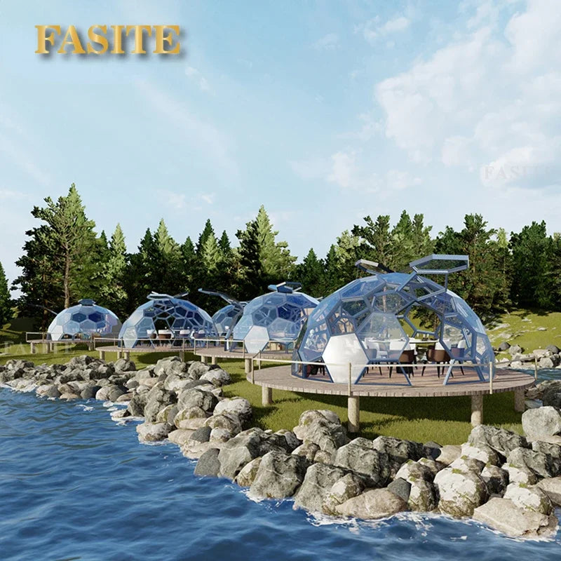 Customized Design 6M Outdoor  Luxury Hotel Resort Igloo Ball Geodesic Geo Dome Glass House Shaped Dome Tent