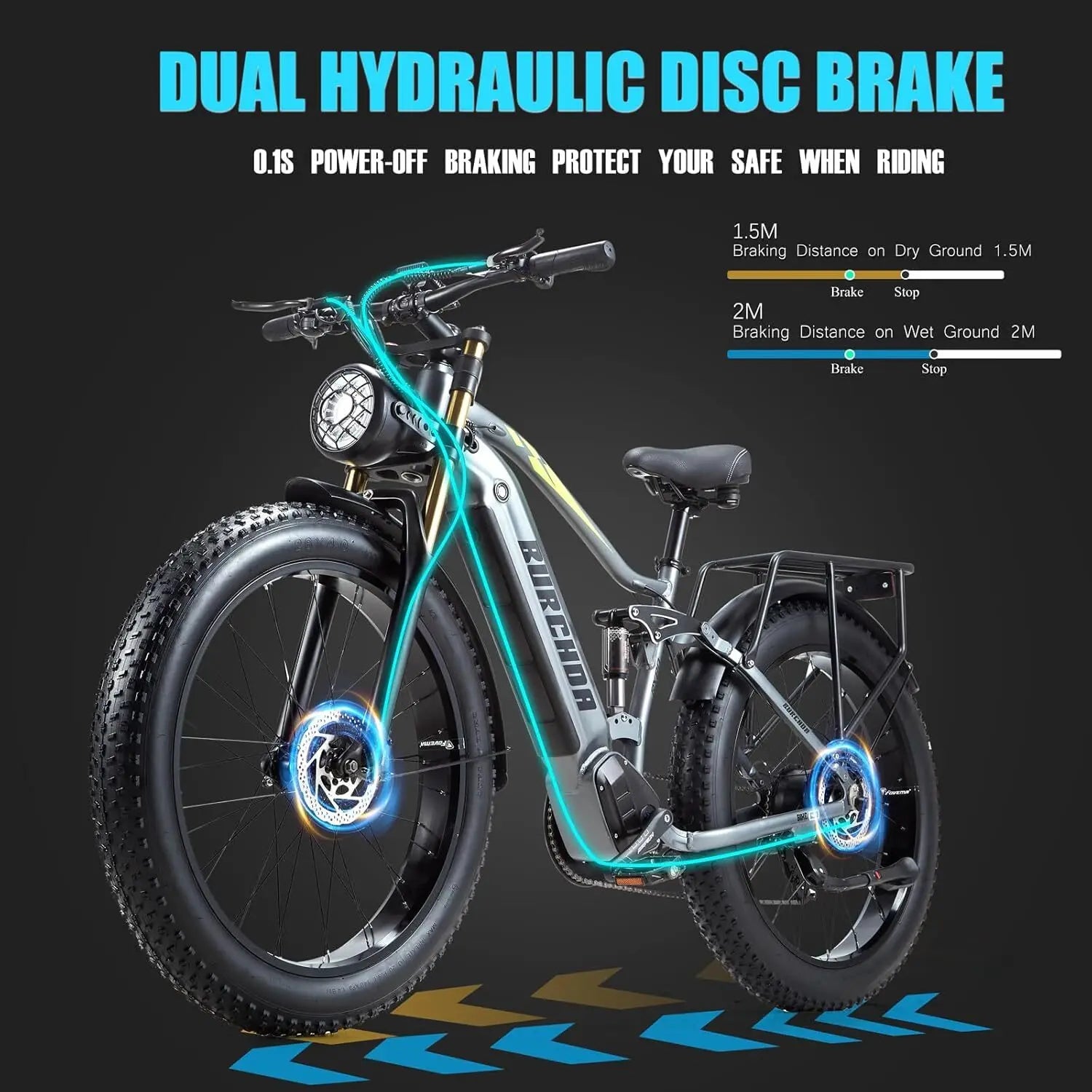 26" Electric Bike 1000W E-Bike For Adults Rear Motor Bicycle  28mph Fat Tyre