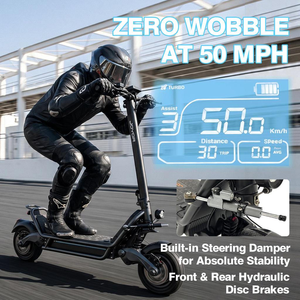 JOYOR E6-S 3200W Electric Scooter 60V 31.5Ah 50MPH 62Miles 11" Tire Dual Motor Hydraulic Foldable Adult NFC OffRoad US Warehouse