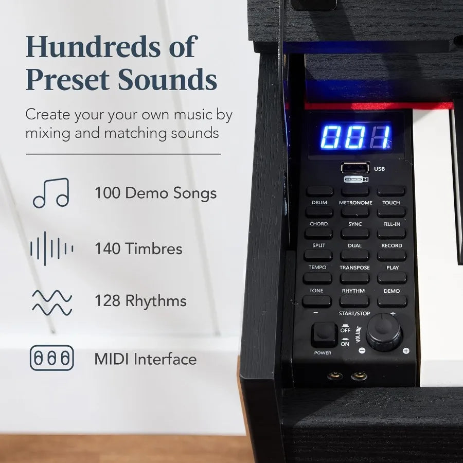 Modern 88Key Weighted Full Size Digital Piano with Metal Legs 3 Sustain Pedals MIDI Connectivity Headphone Jack Ideal for Home