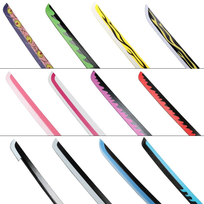 104cm Anime Slayer Katana Sword Kimetsu no Yaiba Wooden Cosplay Anime Weapons Sword Toy Katanas with Display Stand and Belt