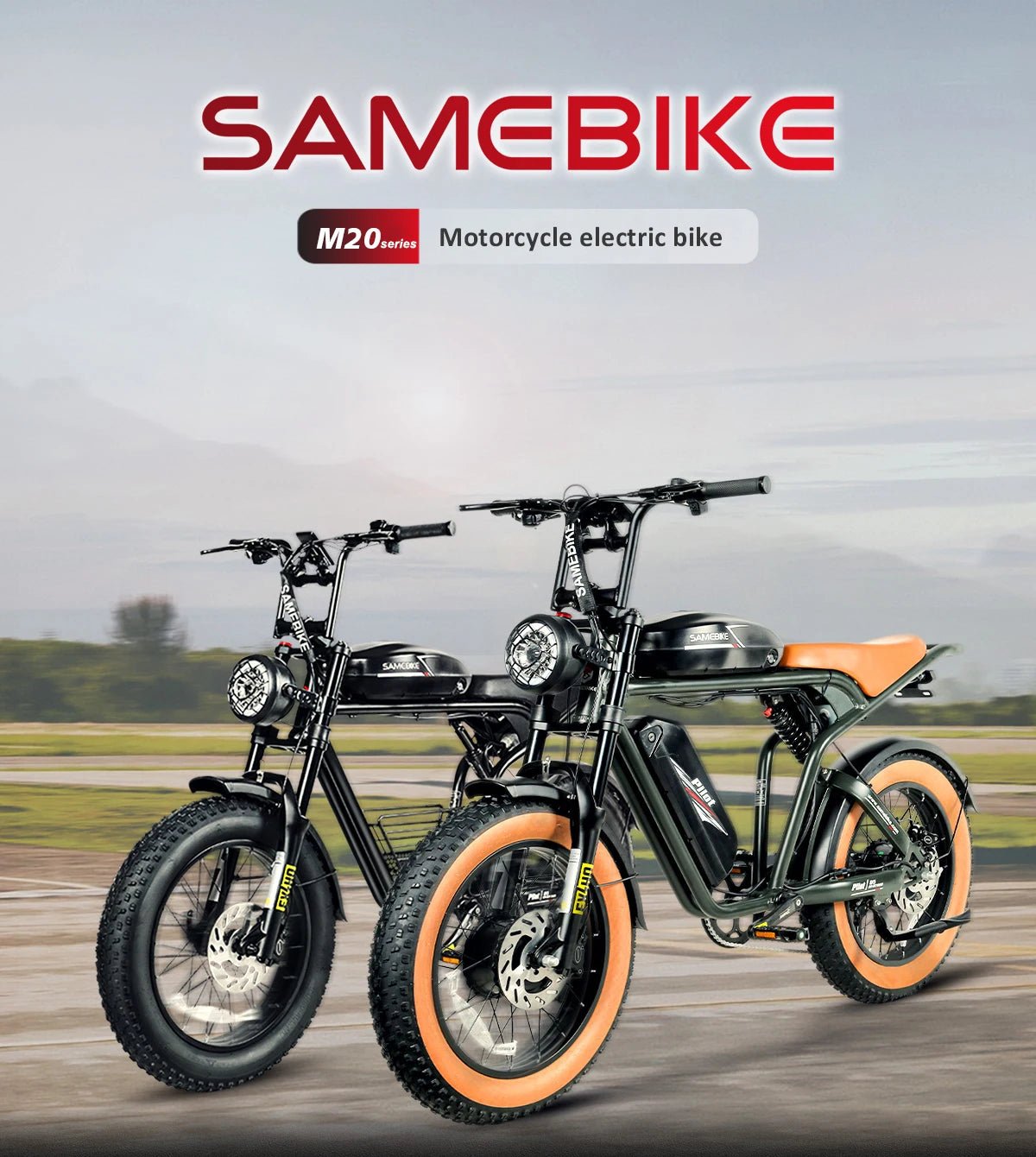 SAMEBIKE M20-II E-Bike 1200W 48V16+16AH Battery 20*4 Fat Inch  Tires Electric Bike  Adult All-Terrain Electric Bicycle