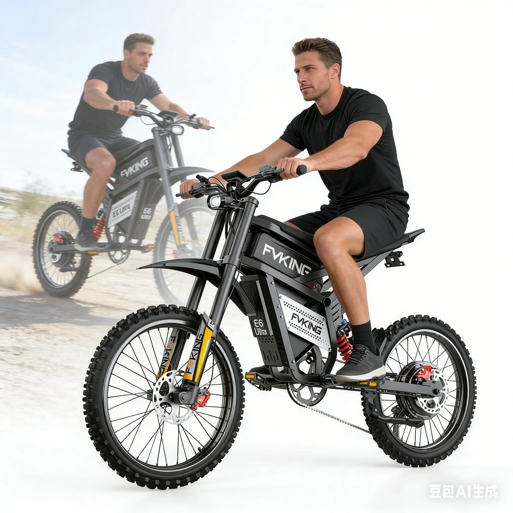 FVKING E6-UItra 25 Inch Off-Road Electric Bicycle 60V 30AH 3000W Motor Peak Power 6000W Top Speed 80KM/H Adult E-Bike