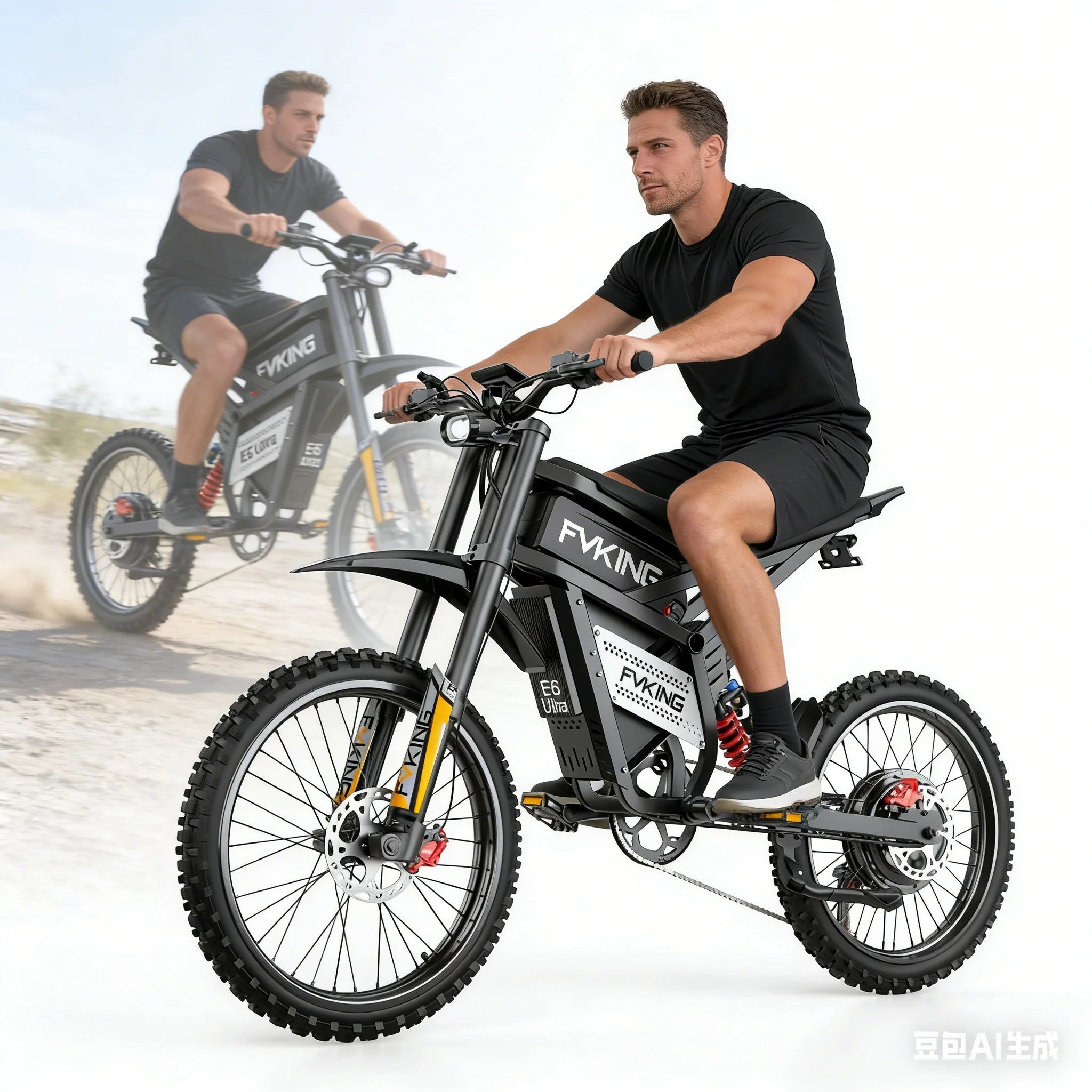 FVKING E6-UItra 25 Inch Off-Road Electric Bicycle 60V 30AH 3000W Motor Peak Power 6000W Top Speed 80KM/H Adult E-Bike