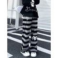 Harajuku Y2K Punk Anime Printed Striped Pants Straight Leg CleanFit PVC Material ex Neutral Sle Casual Trousers