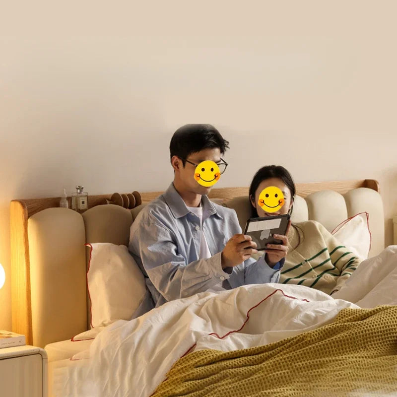 Elegant Headboard Bed Frame Double Wood Simple King Queen Bed Frame Nightstands Modern Cama Moderno Lujo Bedroom Furniture