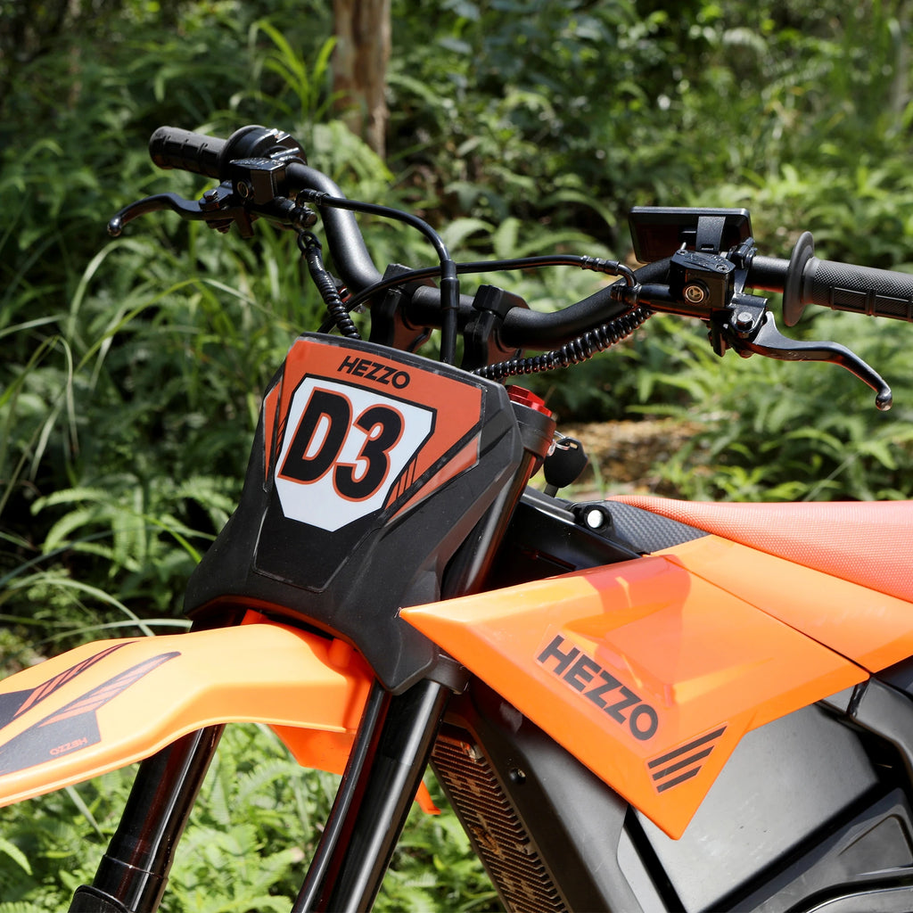 HEZZO D3 60V 3500W Electric Dirt Bike For Teens - 50MPH With Hydraulic Brake Vibrant Orange High Performance Motocross E-Bike