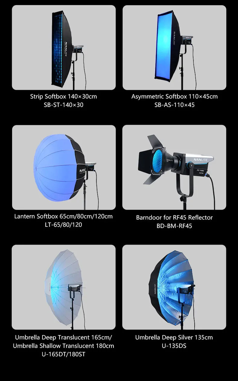 Nanlite FC-720B FC-720C LED Spotlight Wide CCT Range High Color Accuracy Built-in Special Effects for Filmmaking Video Studio