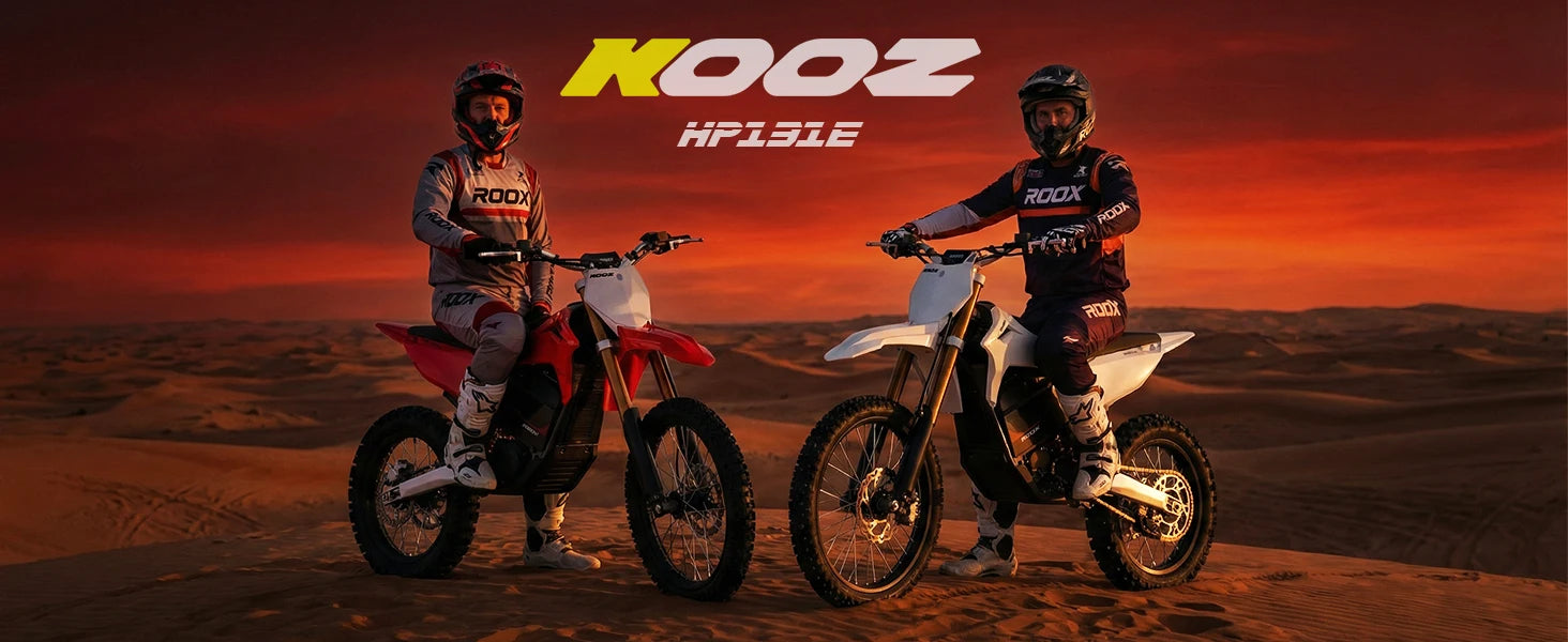 KOOZ HP131E-L 72V 8000W Pro Electric Dirt Bike for Adults,3 Speed Modes Electric Motorcycle Up to 56 MPH with 19"/16" Tires.