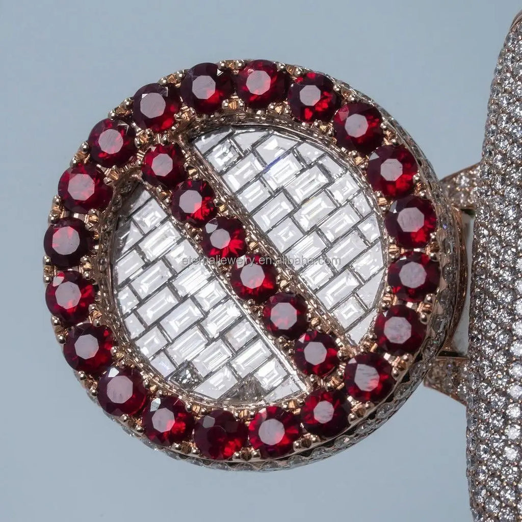 Full Zircon Iced Out Gaming Controller Pendant – 3D Realistic Gamepad with Red Gem Buttons & Crown Detail