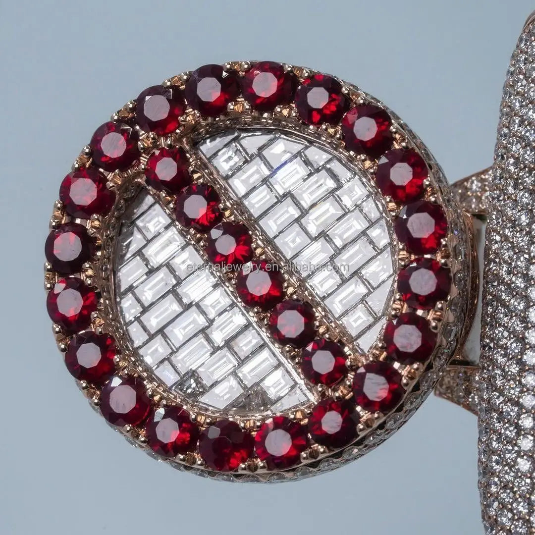 Full Zircon Iced Out Gaming Controller Pendant – 3D Realistic Gamepad with Red Gem Buttons & Crown Detail