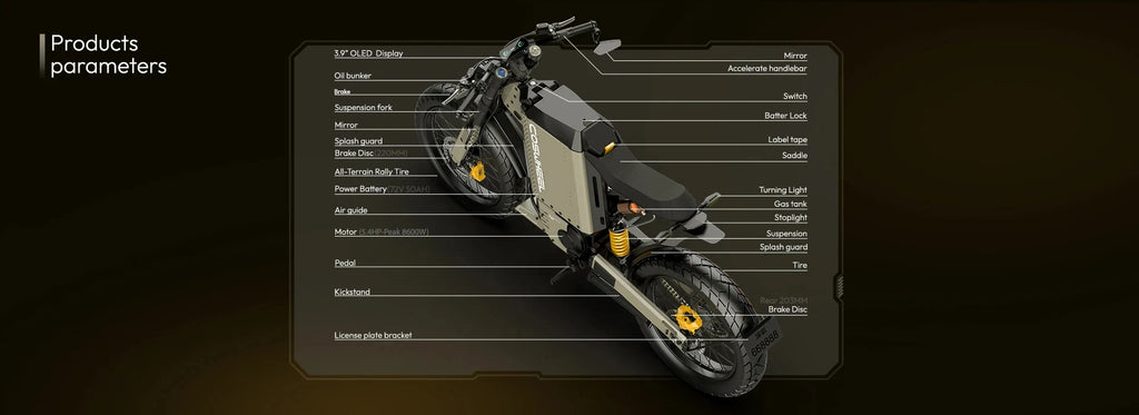 SLDBK Electric Motorcycles 8600W Peak Electric Bike New Adult Off Road Ebike Electric Dirt Bike 72V50AH Lithium Battery E-bike